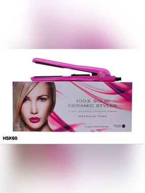 KOR HAIR STRAIGHTENER 100% SOLID CERAMIC PLATES HSK60 METALLIC PINK